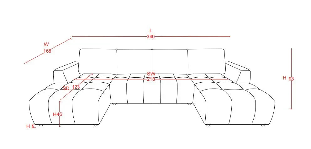 Shanghai Luxury U Shape Corner Sofa bed