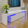 High-Gloss TV Stand with RGB LEDs, 2 Drawers & Open Storage for 32-65 Inch TVs