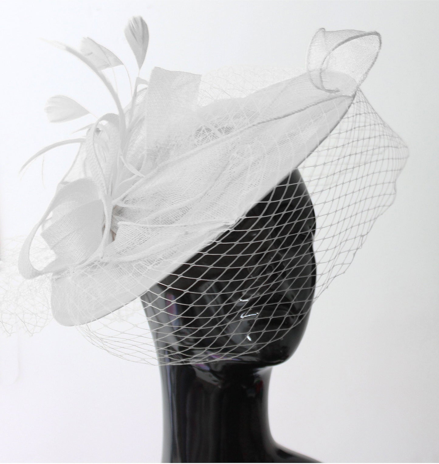 Caprilite Big Saucer Sinamay Birdcage Veil Fascinator On Headband Wedding Derby Ascot Races Ladies Hat