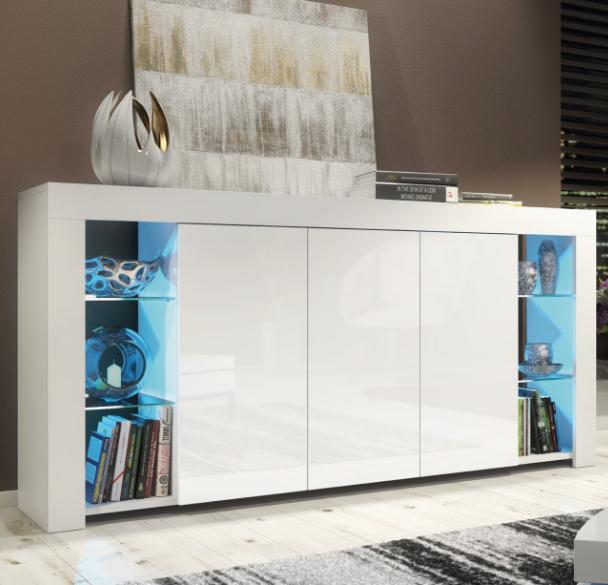 Sideboard with High Gloss Doors & LED Lights – Modern Storage Unit