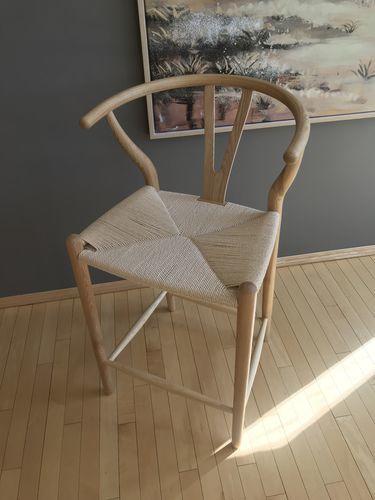 Wishbone Classical Bar Stool, Black Ash