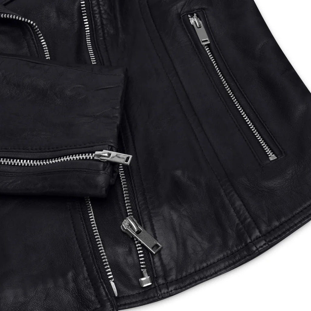 Women's Leather Biker Jacket Cross Zip Tan Brown Black Red Yellow