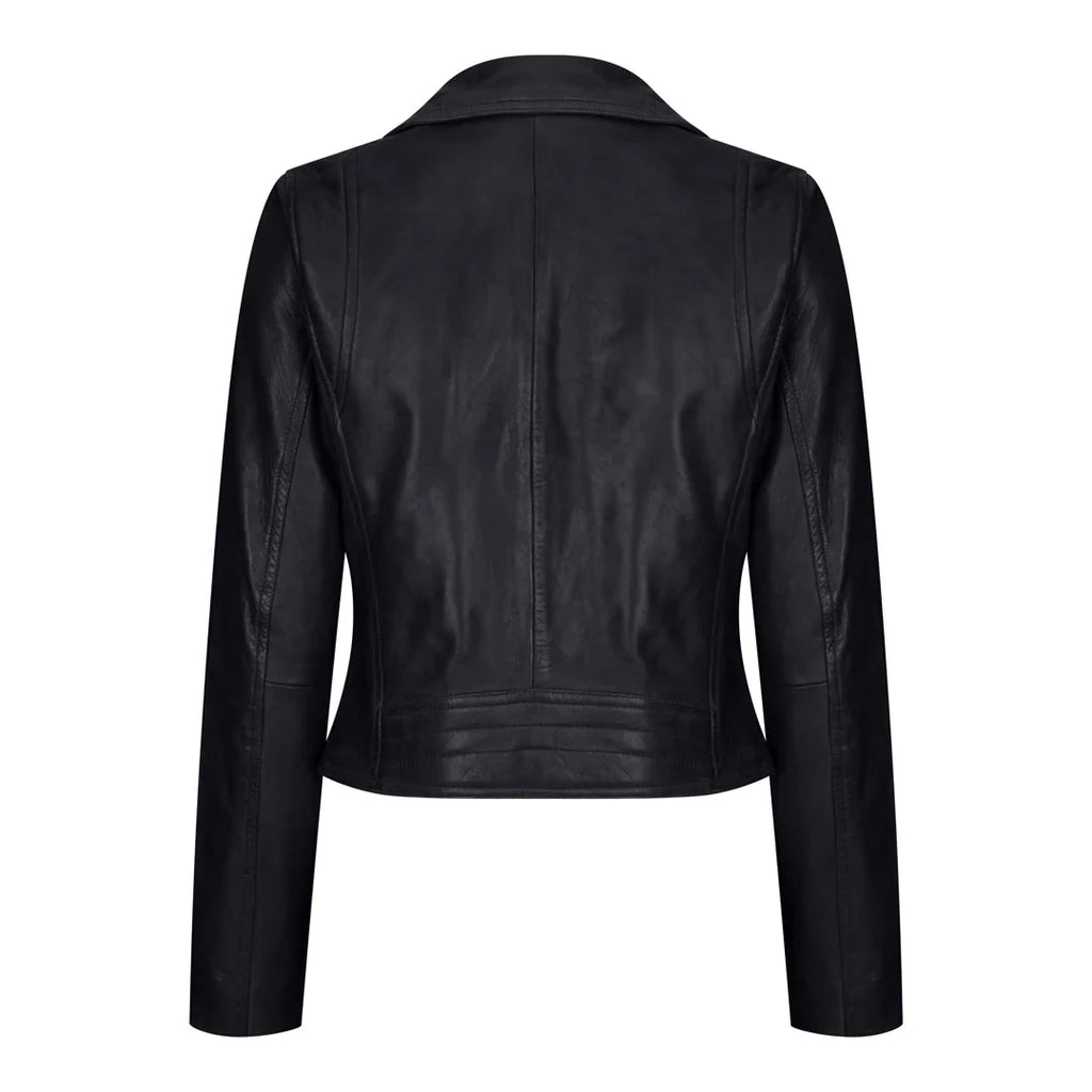 Women's Leather Biker Jacket Cross Zip Tan Brown Black Red Yellow