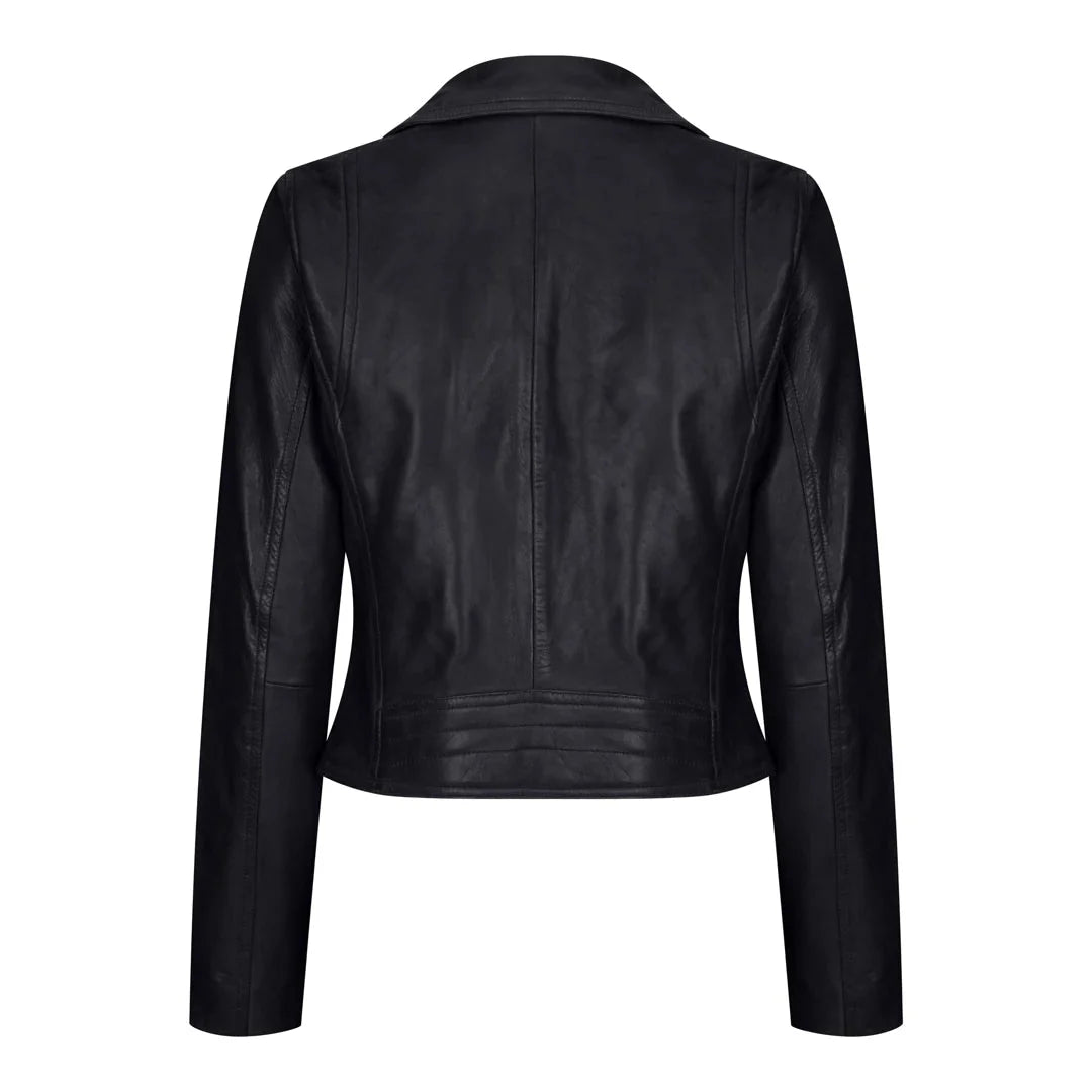 Women's Leather Biker Jacket Cross Zip Tan Brown Black Red Yellow
