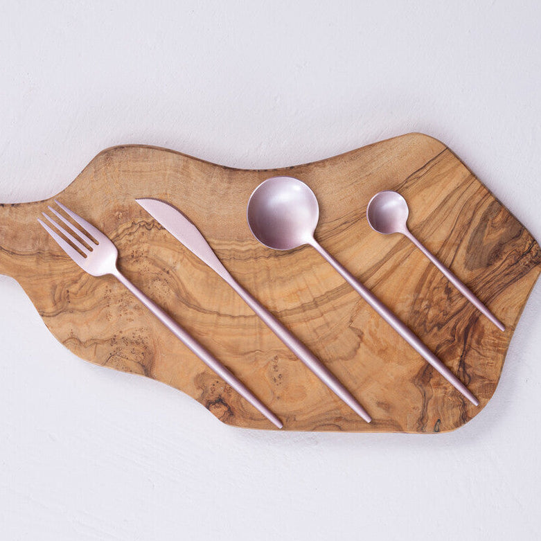 16 Piece Matte Pink Finish Cutlery Set | Avie