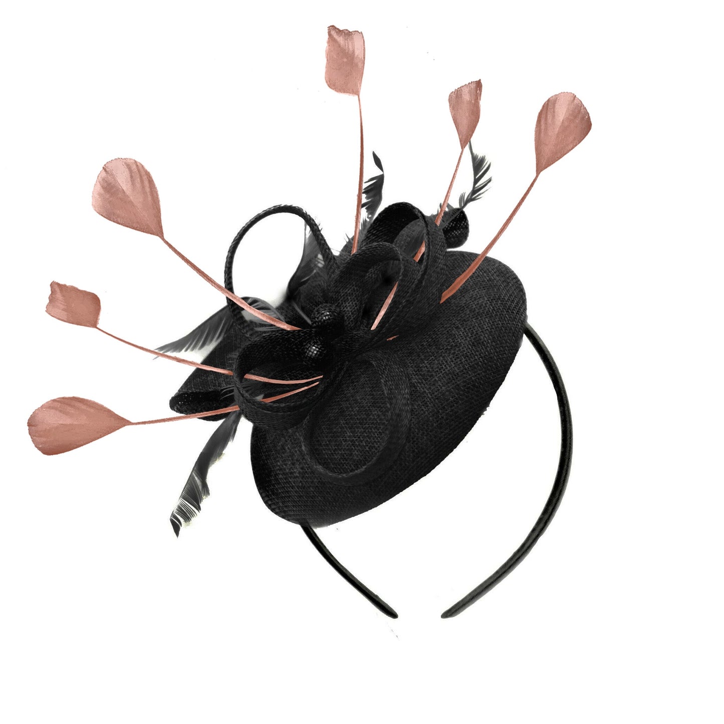 Round Black and Copper Rusty Bronze Pillbox Bow Sinamay Headband Fascinator Weddings Ascot Hatinator Races