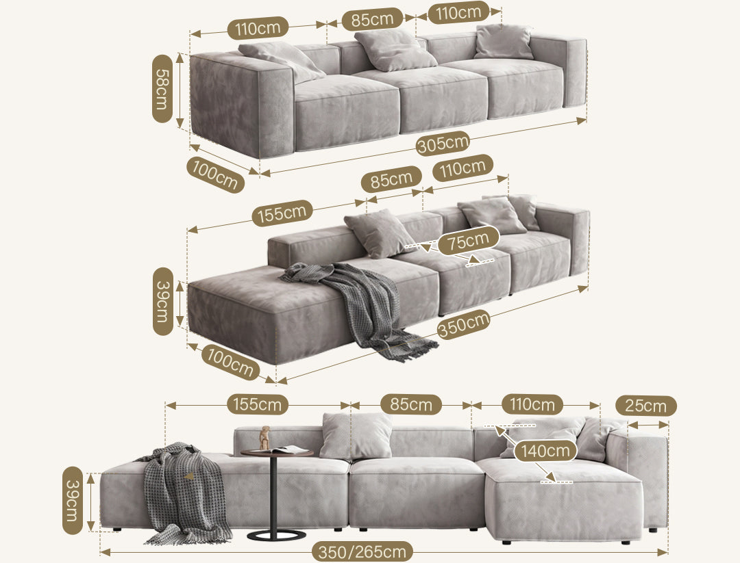 Yetta Three Seater, Four Seater Sofa, Corner Sofa, Grey Velvet