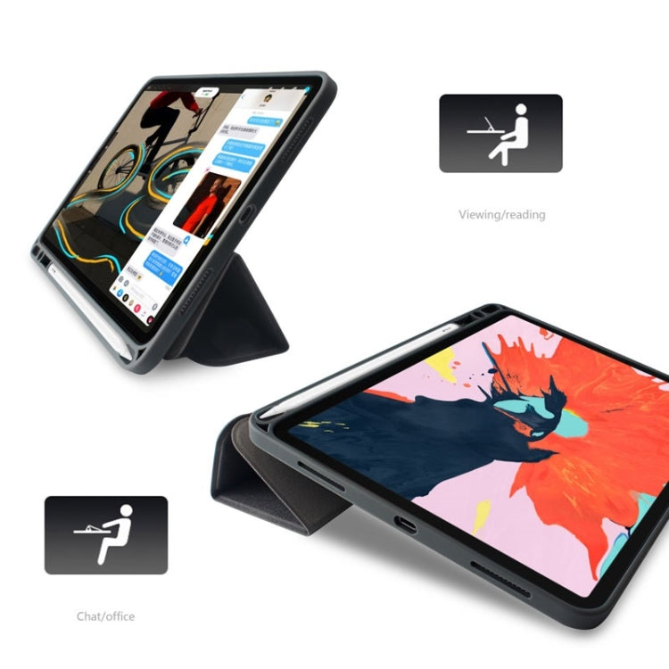 Mutural Exquisite Series Cloth Texture PU+TPU Leather Case for iPad Pro 12.9 inch (2018),  with 3-Fold Holder & Pen Slot & Sleep & Wake-up Function