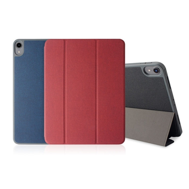 Mutural Exquisite Series Cloth Texture PU+TPU Leather Case for iPad Pro 12.9 inch (2018),  with 3-Fold Holder & Pen Slot & Sleep & Wake-up Function