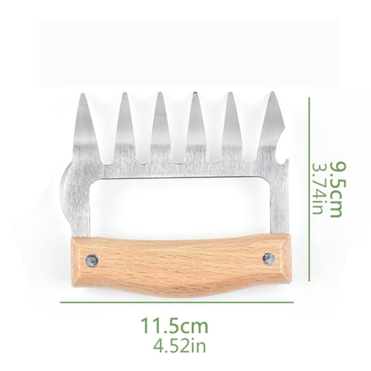 2 PCS Bear Claw Shaped stainless steel Barbecue Fork Chicken Shredded Wooden Handle  Anti-skid Creative Kitchen Fork Claw Meat Claw Splitter with (Wood color)