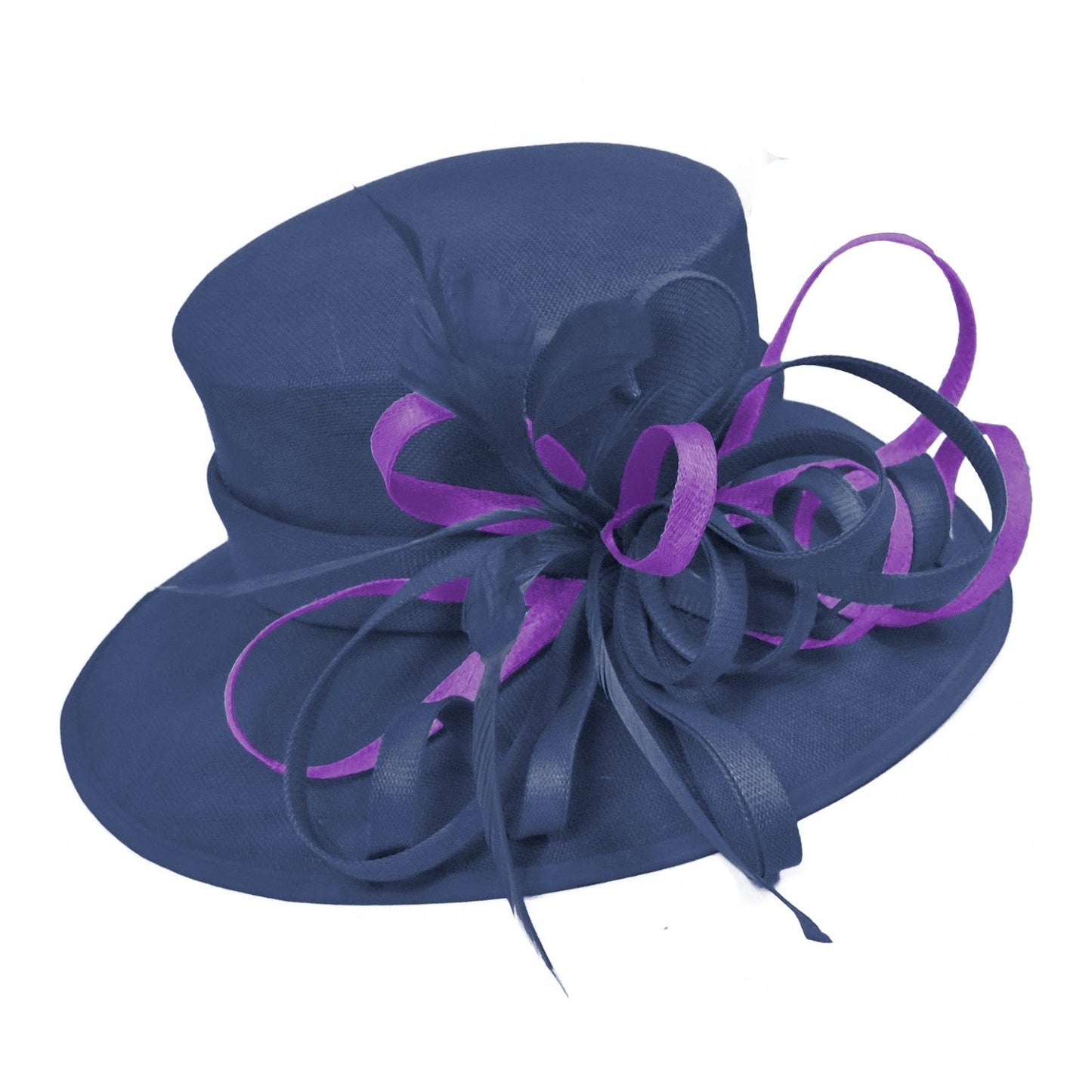 Navy and Purple Large Queen Brim Hat Occasion Hatinator Fascinator Weddings Formal