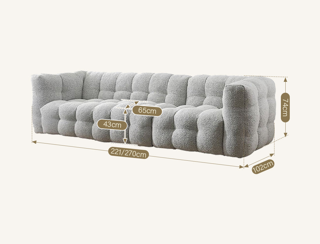Zobah Two Seater, Three Seater Sofa, Grey Boucle