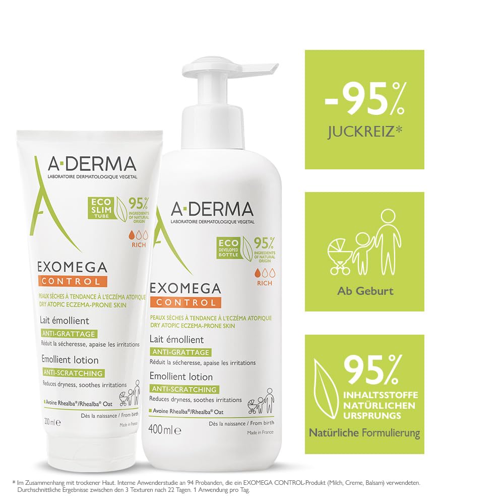 A-Derma EXOMEGA CONTROL MILK 200 ml – Gentle Daily Body Moisturizer for Sensitive Skin