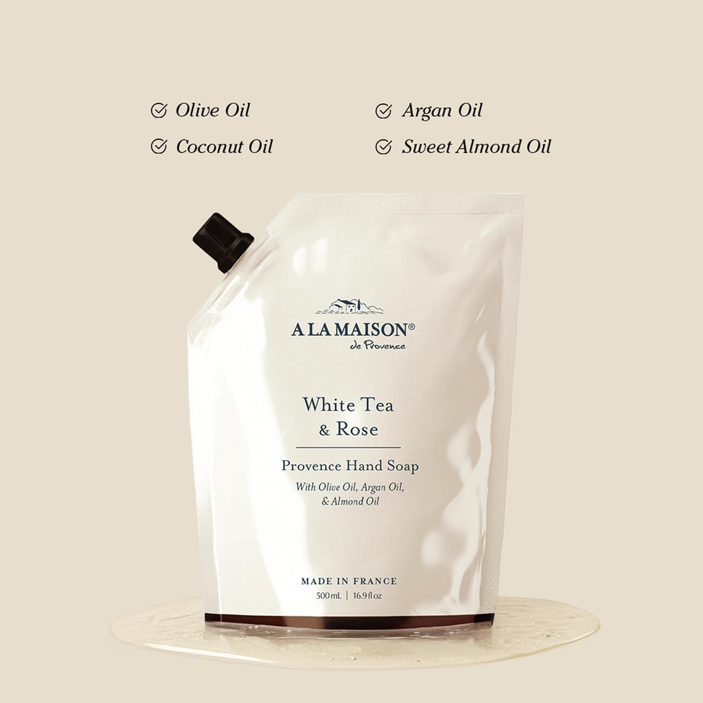 A LA MAISON Hand Soap Refill Pouch – White Tea & Rose | Eco-Friendly & Made in France