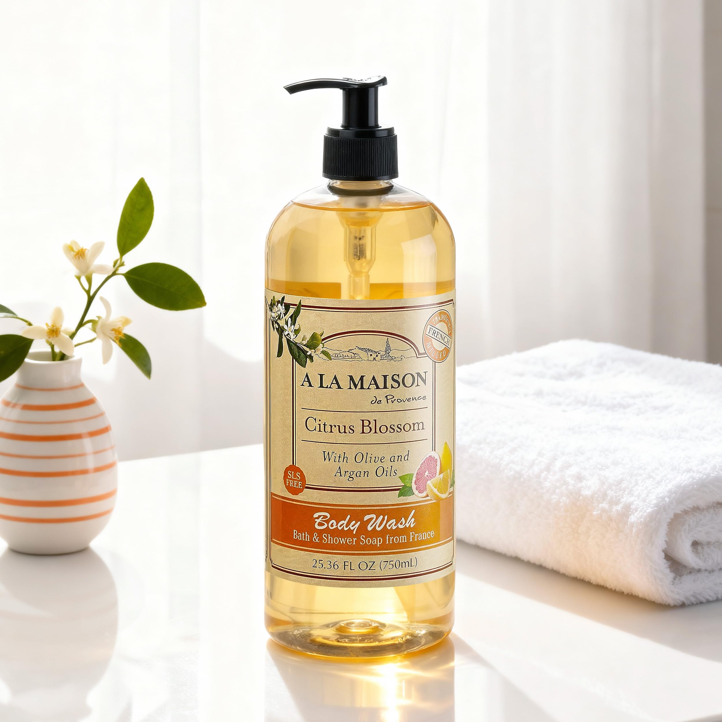 A LA MAISON Citrus Blossom Body Wash – 25.36 Fl Oz, Made in France
