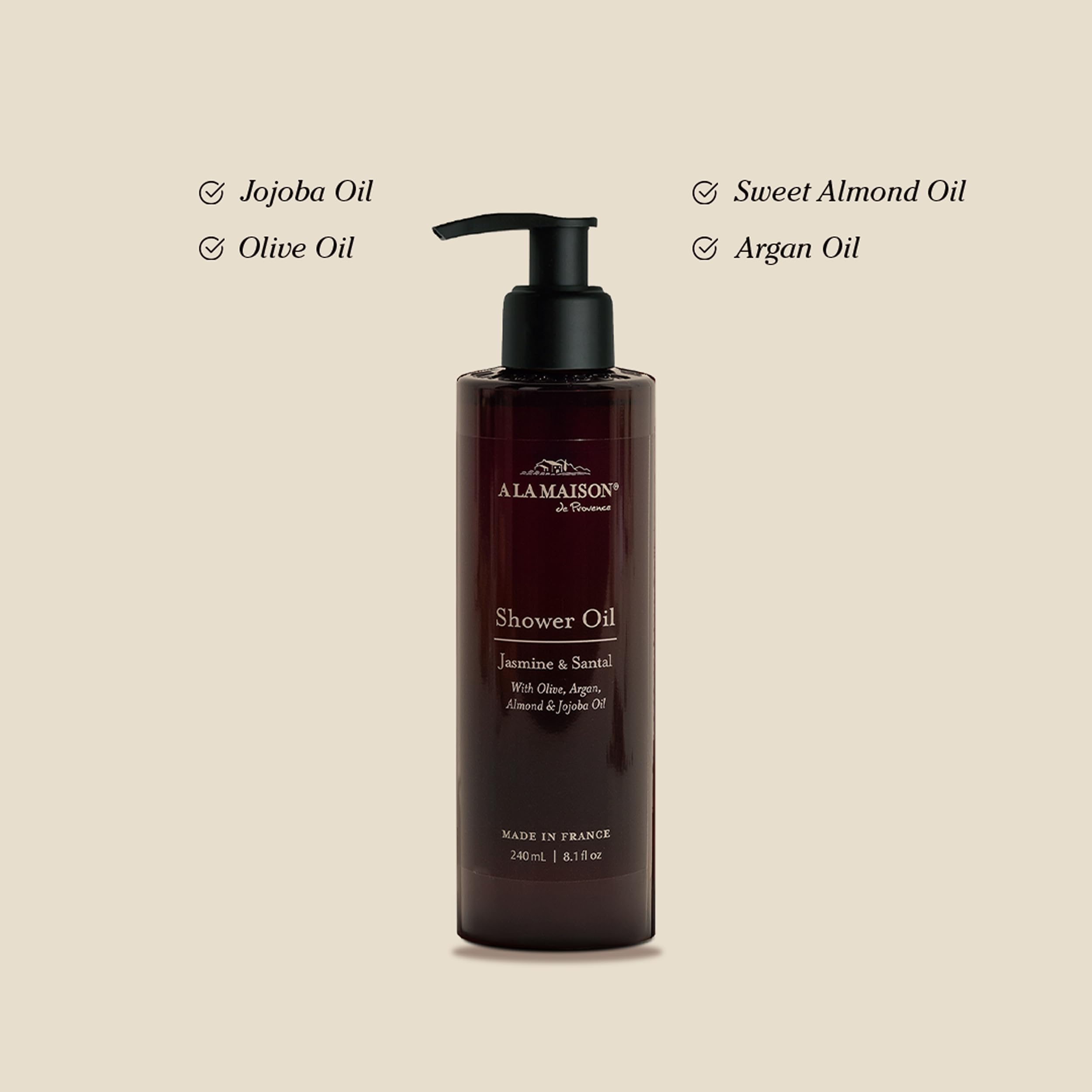 A LA MAISON Cleansing Shower Oil – Jasmine & Santal | Hydrating Oil-to-Lather