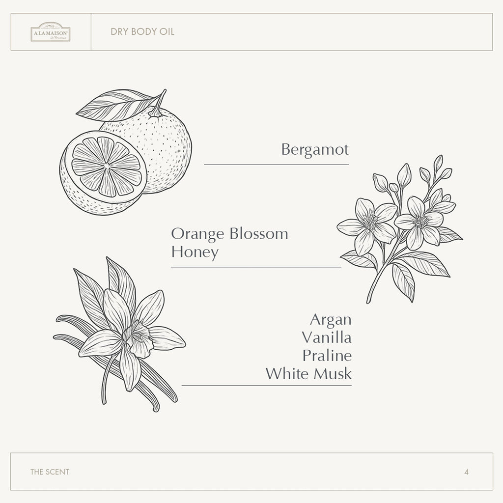 A LA MAISON Dry Body Oil Spray – Lightweight Argan, Sweet Almond & Buriti Oils | Made in France | Amber Collection