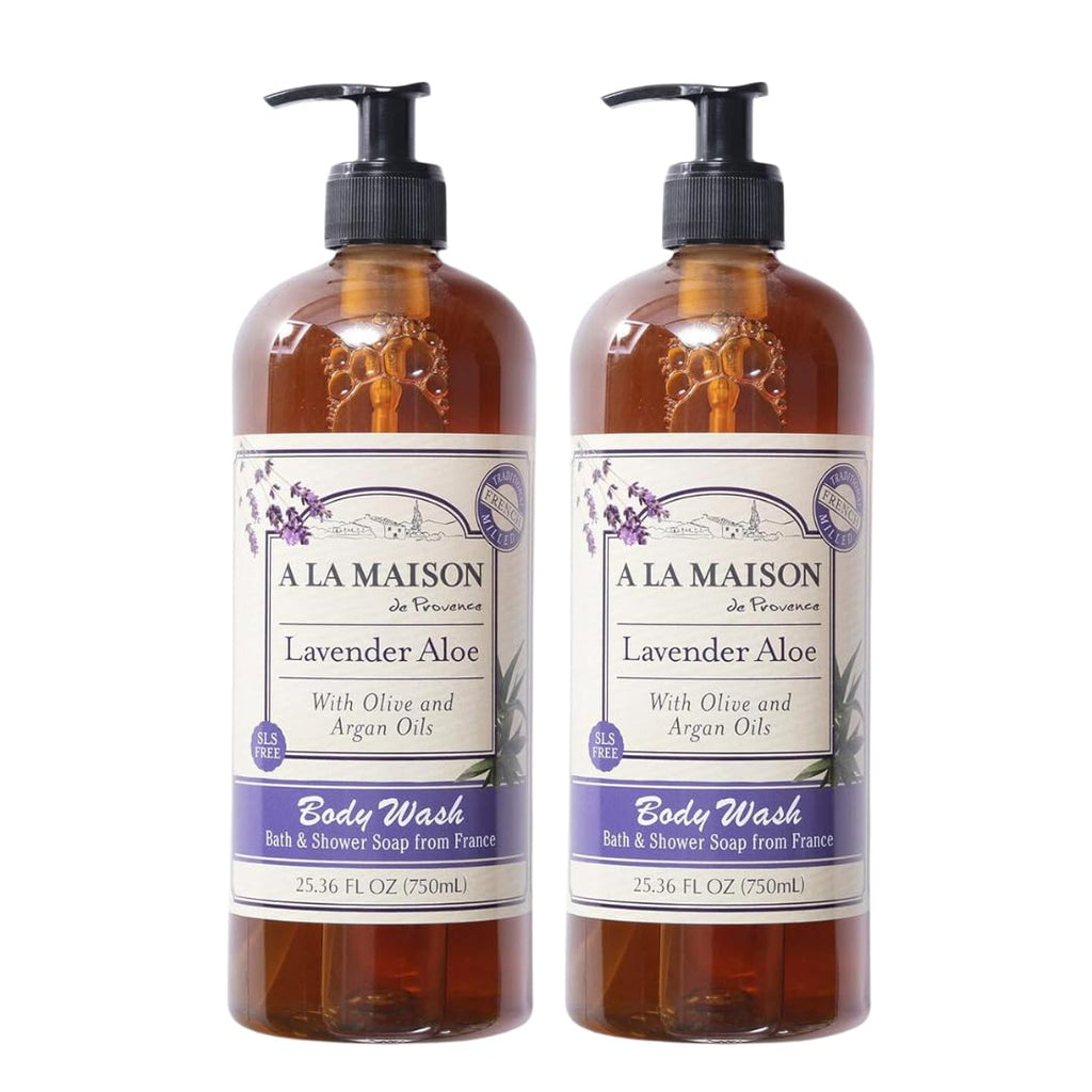 A LA MAISON Lavender Aloe Hydrating Body Wash – French Marseille Craft, 2 x 25.36 oz