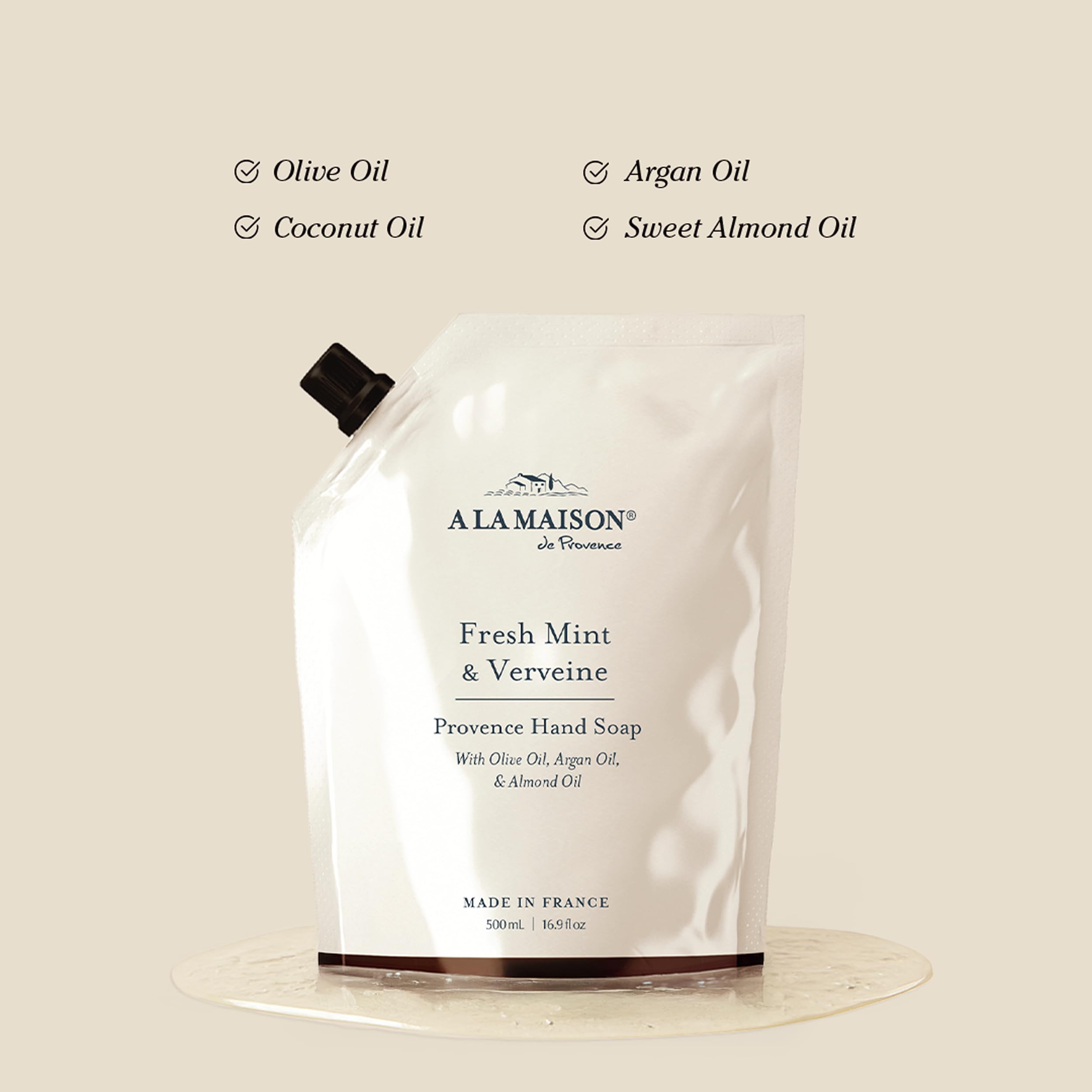 A LA MAISON Hand Soap Refill Pouch – Fresh Mint & Verveine | Eco-Friendly, Plant-Based, Made in France