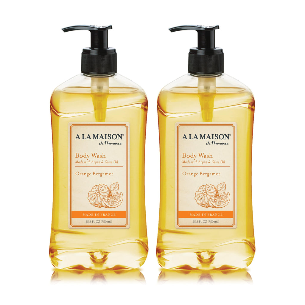A LA MAISON Orange Bergamot Body Wash 25.36 Fl Oz, 2 Pack | French Milled, Natural Ingredients