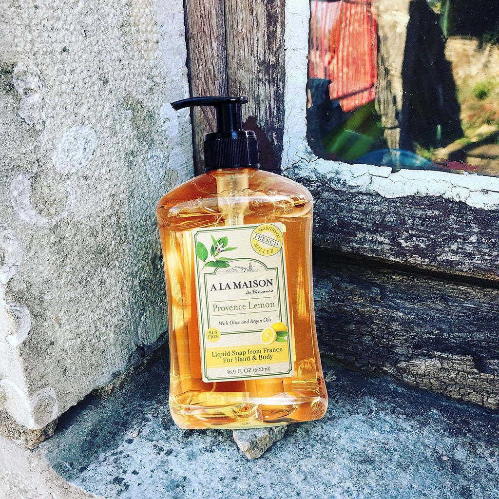 A LA MAISON Provence Lemon Hand Soap – Triple French Milled, 16.9 oz Bottle (2 Pack)