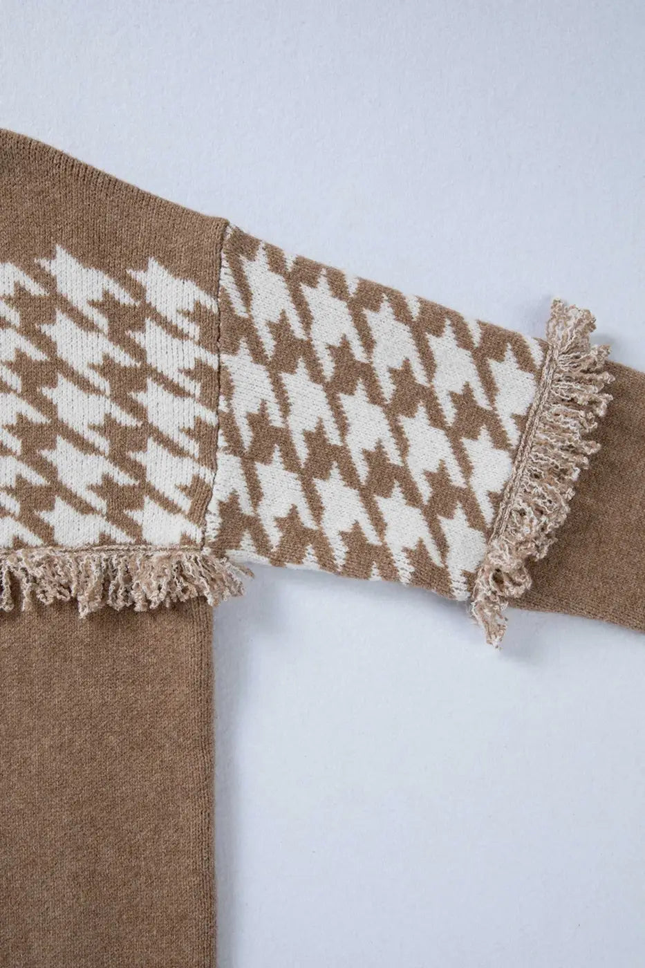 Khaki Houndstooth Knit Cardigan Women UK