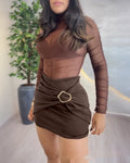 European And American-style Solid-color Jewelry-clasp Patchwork Pleated Culottes Shorts