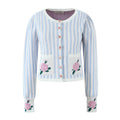Women's Slim Fit Striped Flower Coat