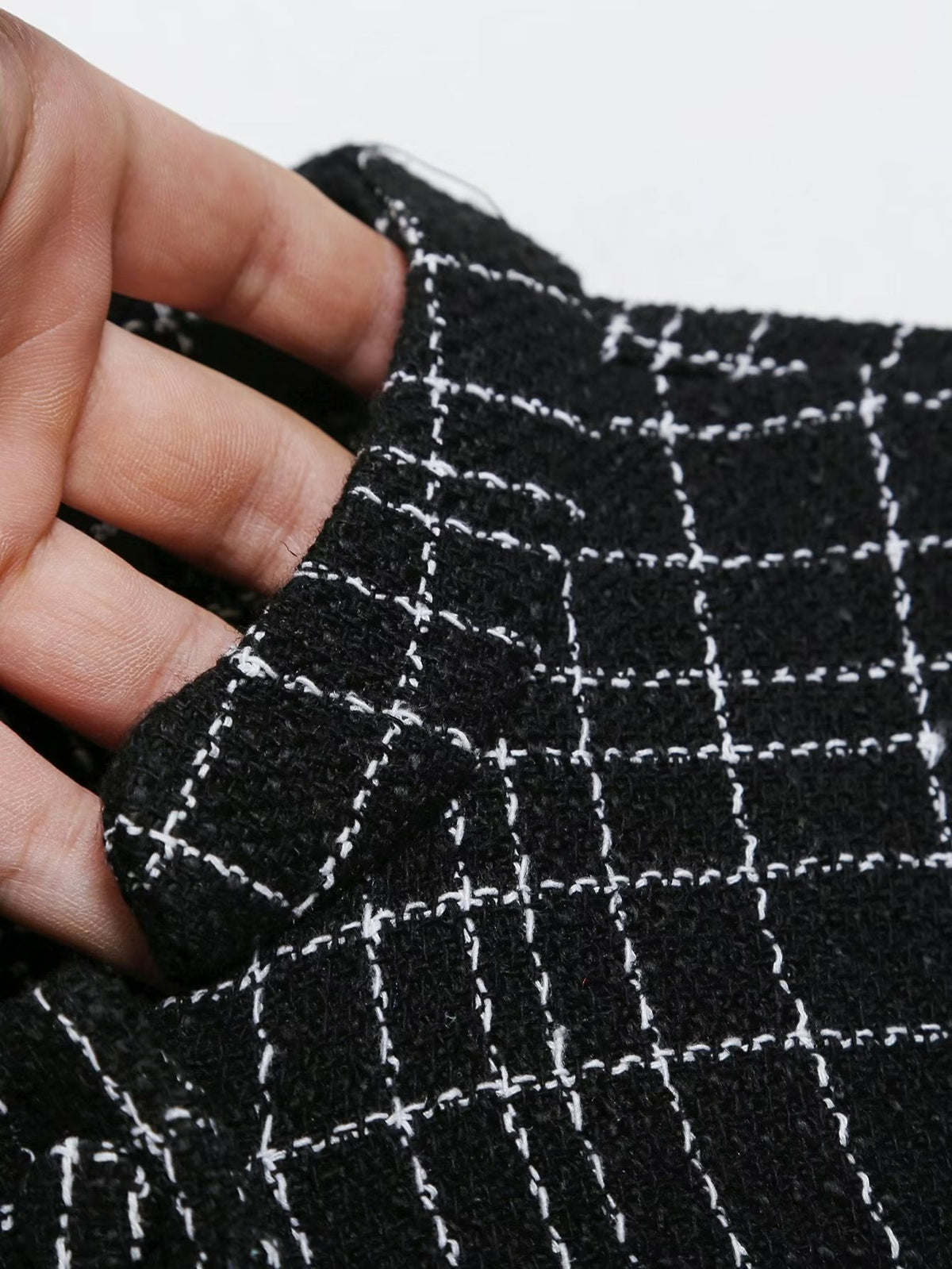 Women's Black And White Long Sleeved Patchwork Shirt