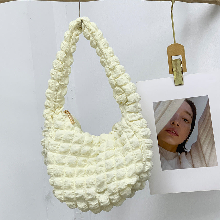 Women's Fashion Casual Solid Color Pleated Clouds Underarm Bag