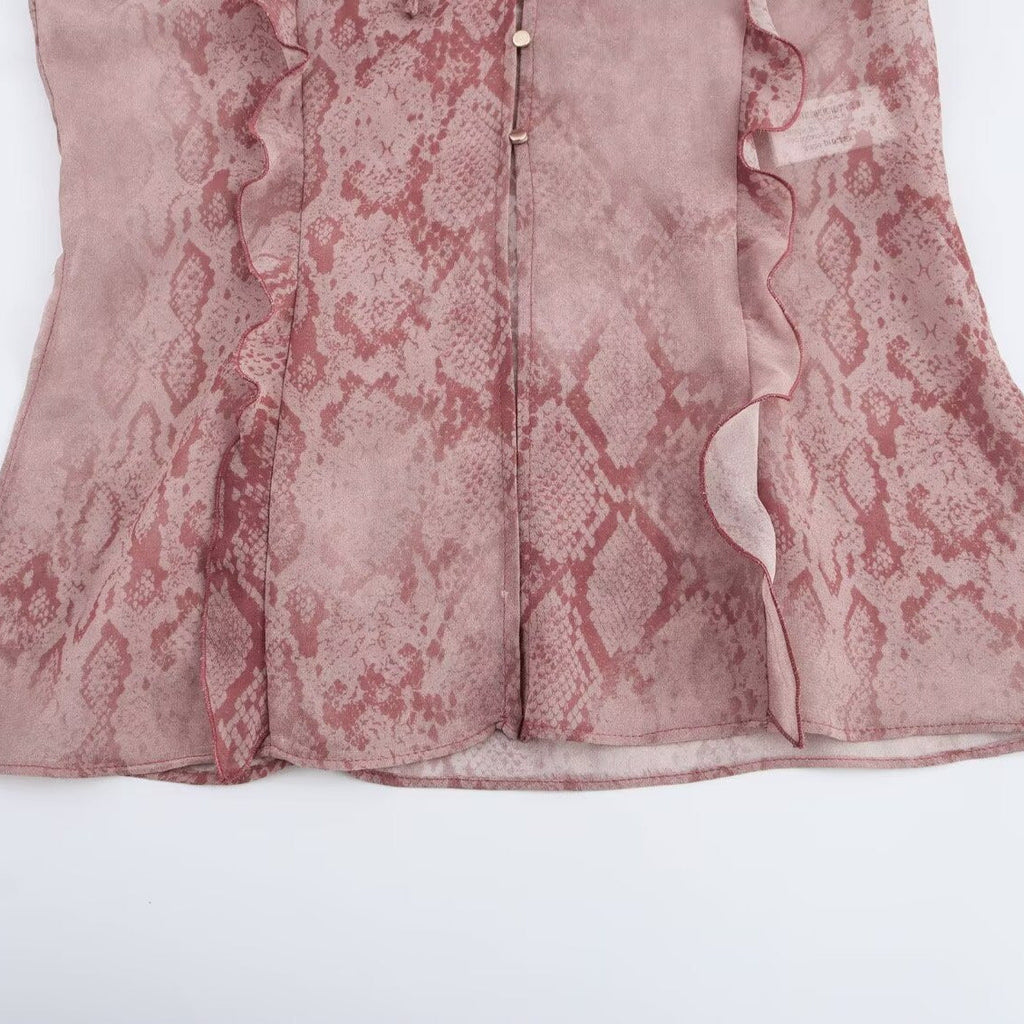 Classic Animal Print Layered Decorated Shirt