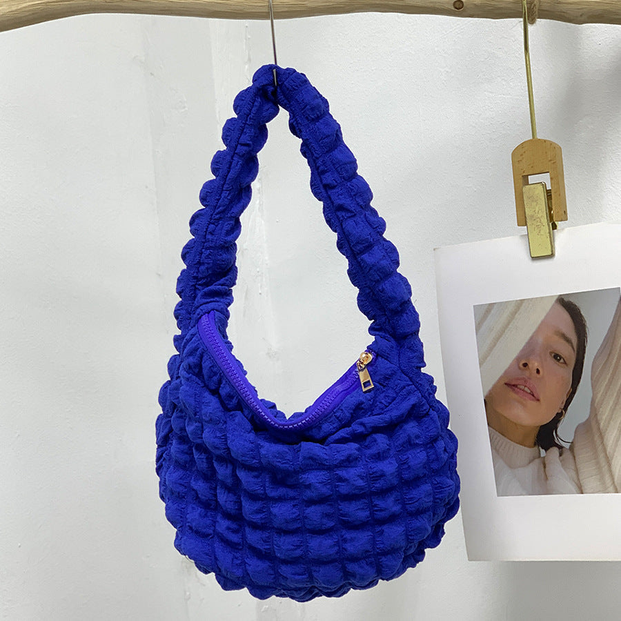Women's Fashion Casual Solid Color Pleated Clouds Underarm Bag
