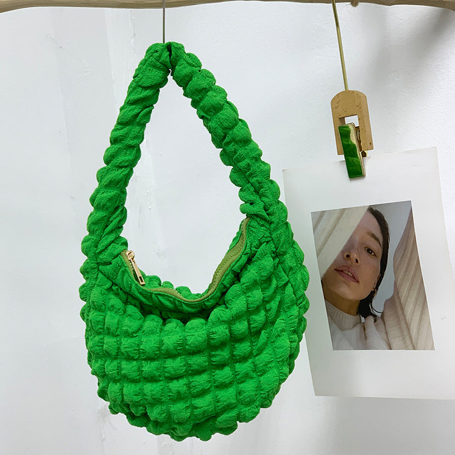 Women's Fashion Casual Solid Color Pleated Clouds Underarm Bag