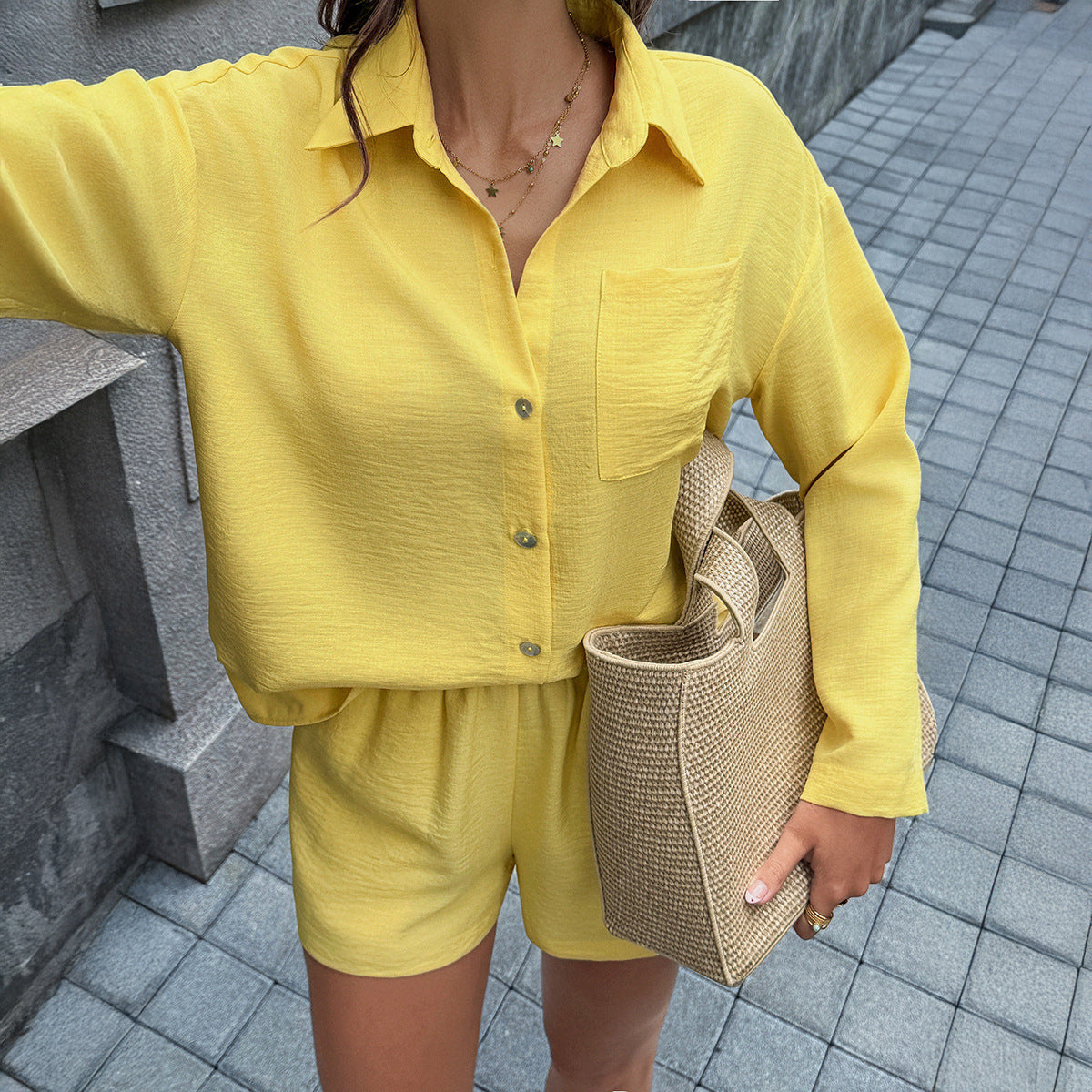 Elegant Slimming High-Waisted Shirt Set For Women
