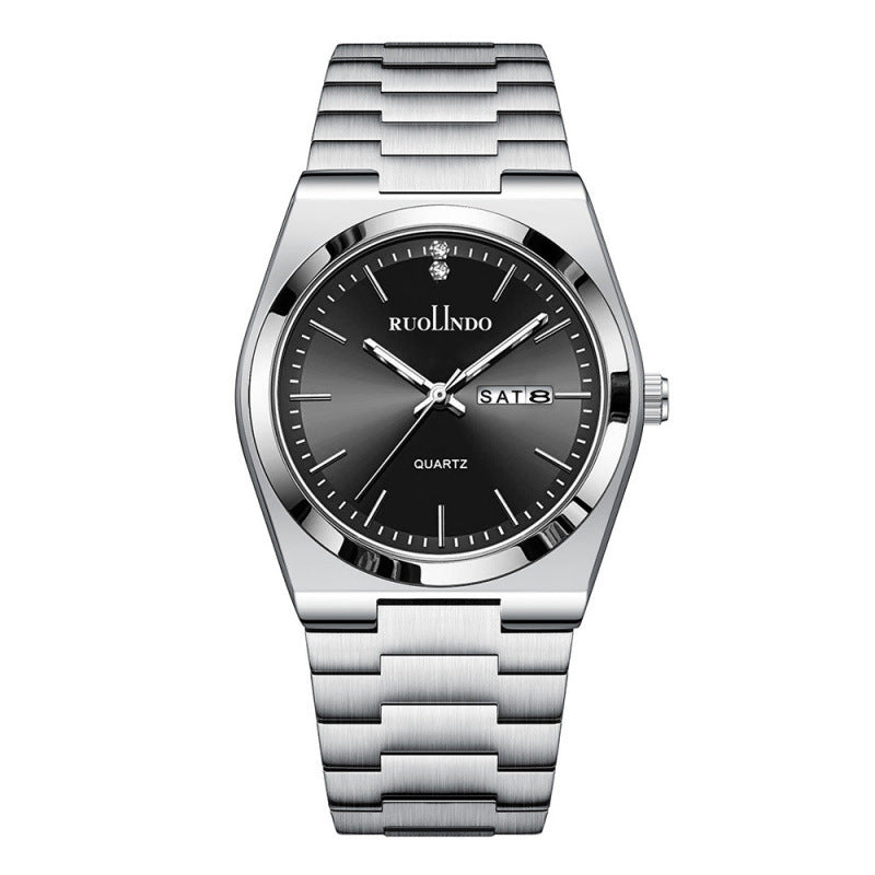 Ultra-thin Butterfly-clasp Steel-band Quartz Mens Watch