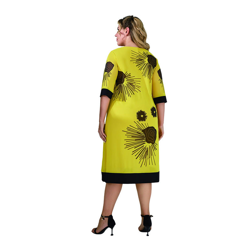 Lace Loose Patchwork Printed Swing Dress For Women