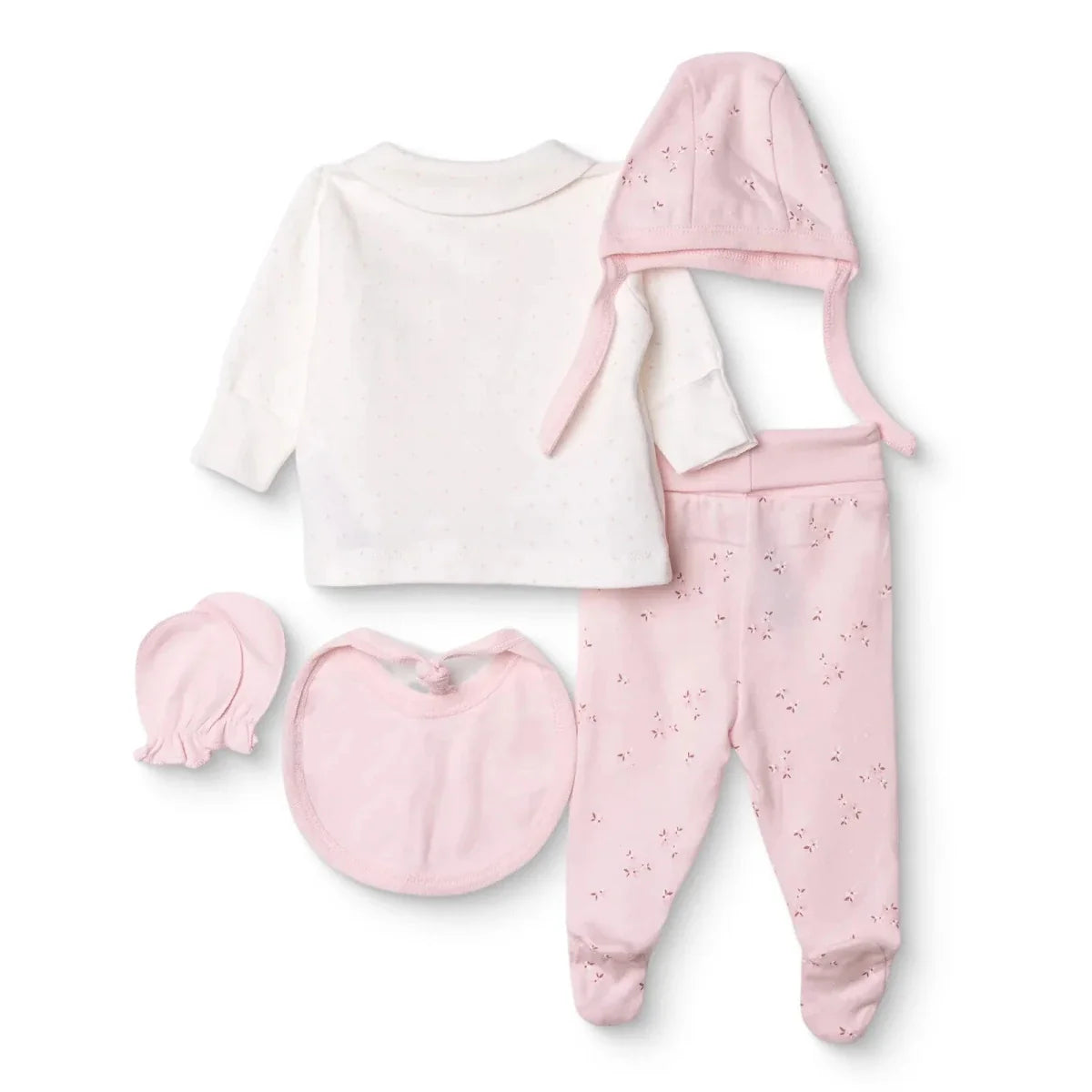 Bebetto 5 Piece "Cutie" Embroidered Baby Hospital Bag Set on a Hanger (Newborn)