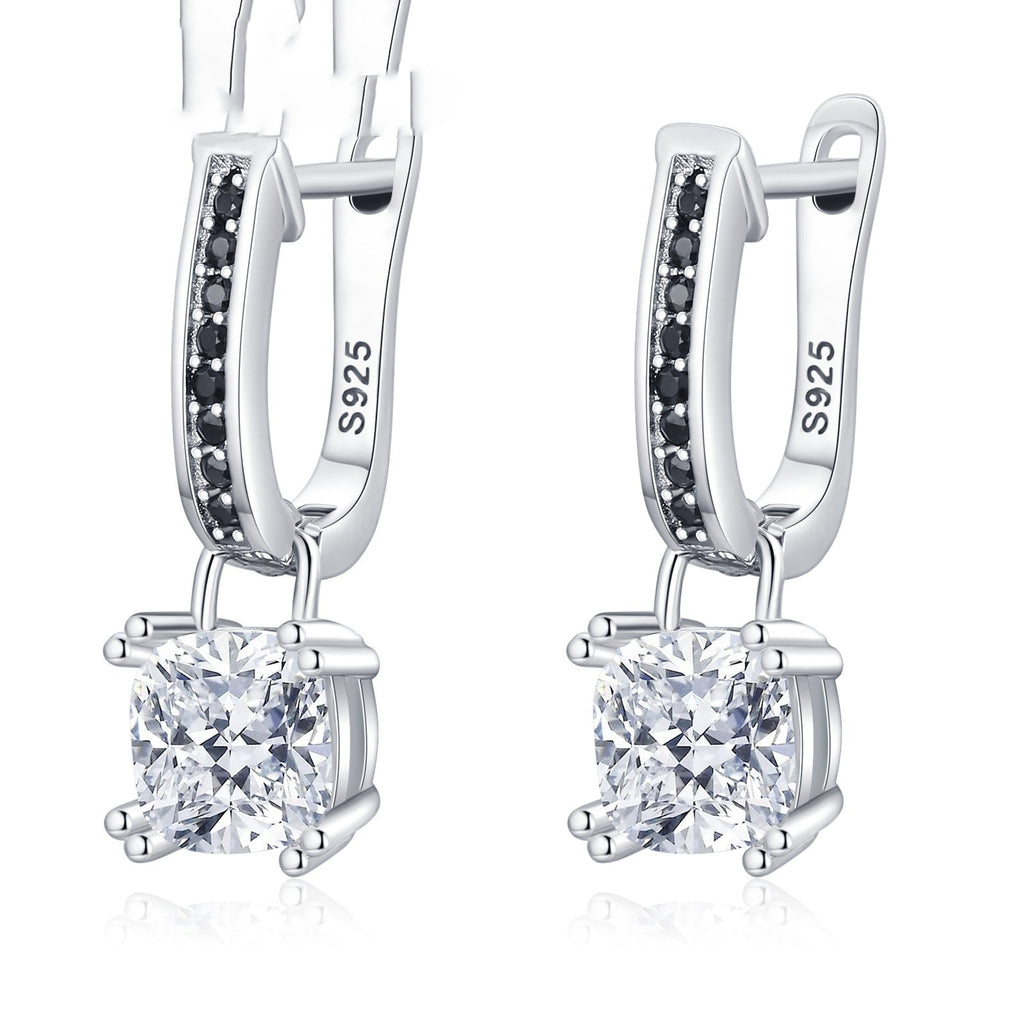 Inlaid Copper-plated Square Zircon Earrings