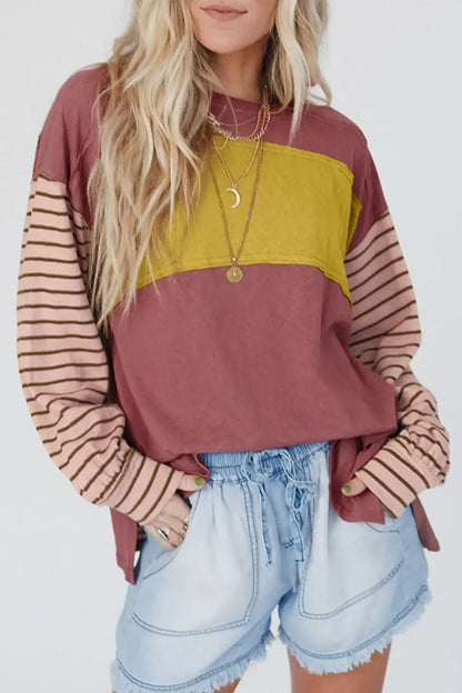 Color Block Bishop Sleeve Top Women UK