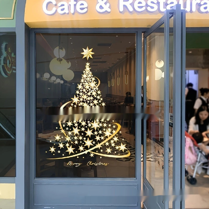 Golden Snowflake Christmas Tree Stickers
