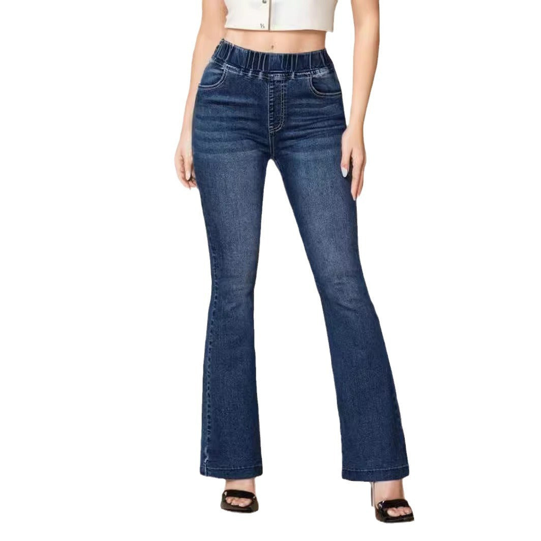 Women's High Stretch Jeans Slim Fit Hip Raise Bootcut Trousers