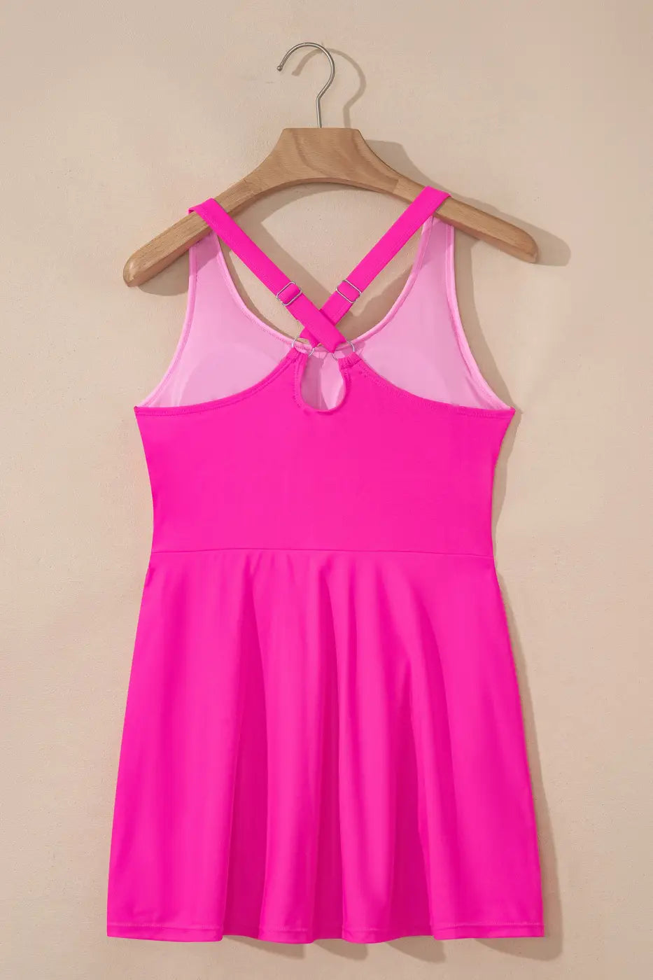 Pink Swim Dress With Built-In Shorts One Piece Swimsuit Women UK