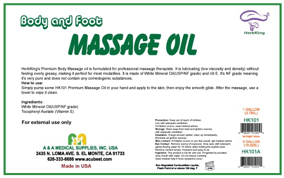 A&A Premium Body Mineral Oil for Spa & Massage – 1 Gallon, Unscented, USP Grade