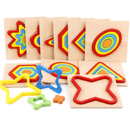 1-3 Years Old Baby Children's Puzzle Wooden 3d Shape Puzzle Toy