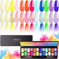 ABAC 24 Color Solid Gel Nail Polish Kit – HEMA-FREE, No-Spill Rainbow Shades with Pro Brush