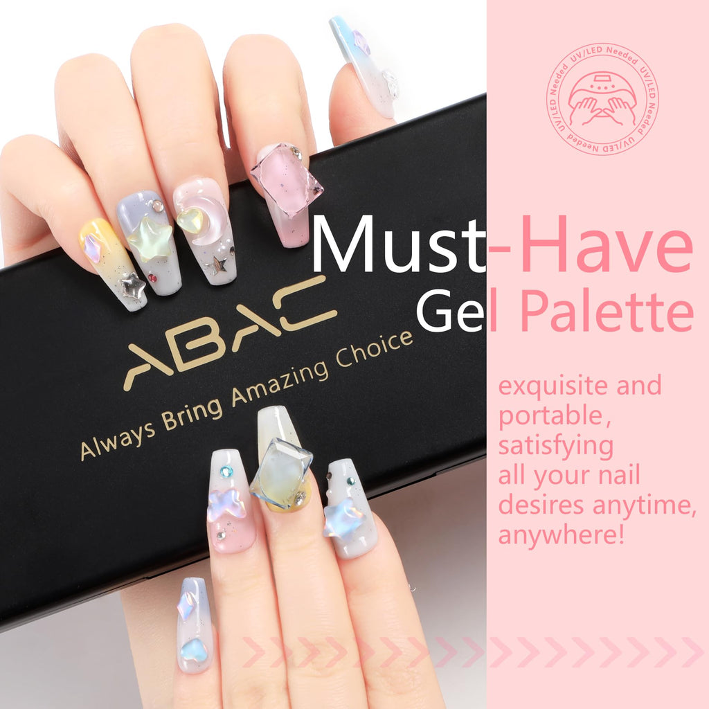 ABAC Solid Gel Polish Kit - 24 Colors, Ombre & Pat Paint, Dual-Ended Brush