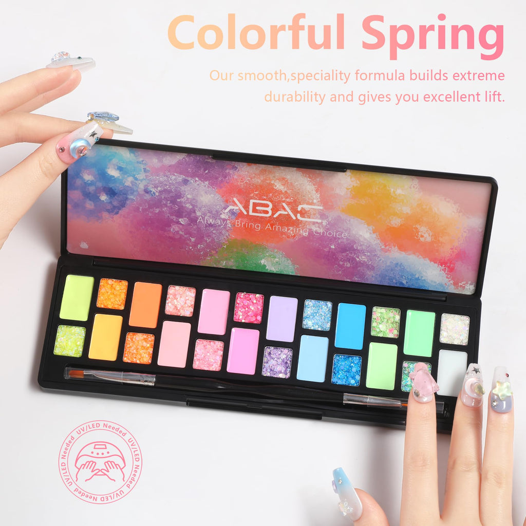 ABAC Solid Gel Polish Kit - 24 Colors, Ombre & Pat Paint, Dual-Ended Brush