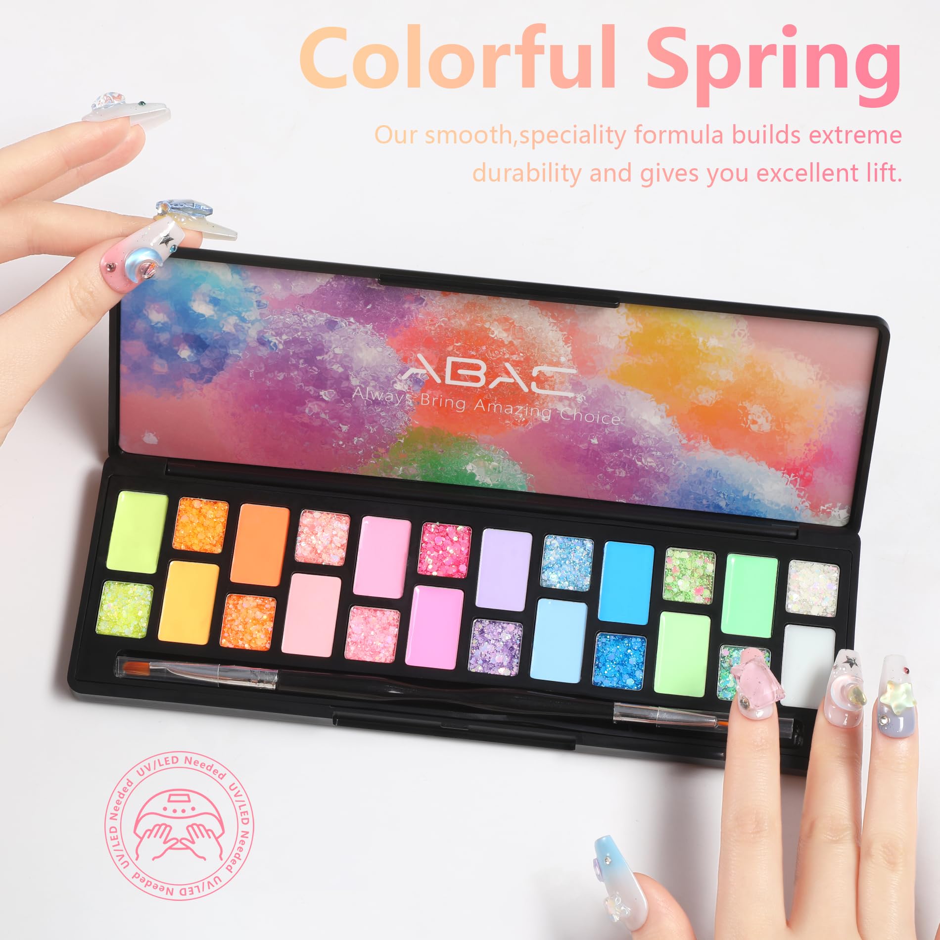 ABAC Solid Gel Polish Kit - 24 Colors, Ombre & Pat Paint, Dual-Ended Brush