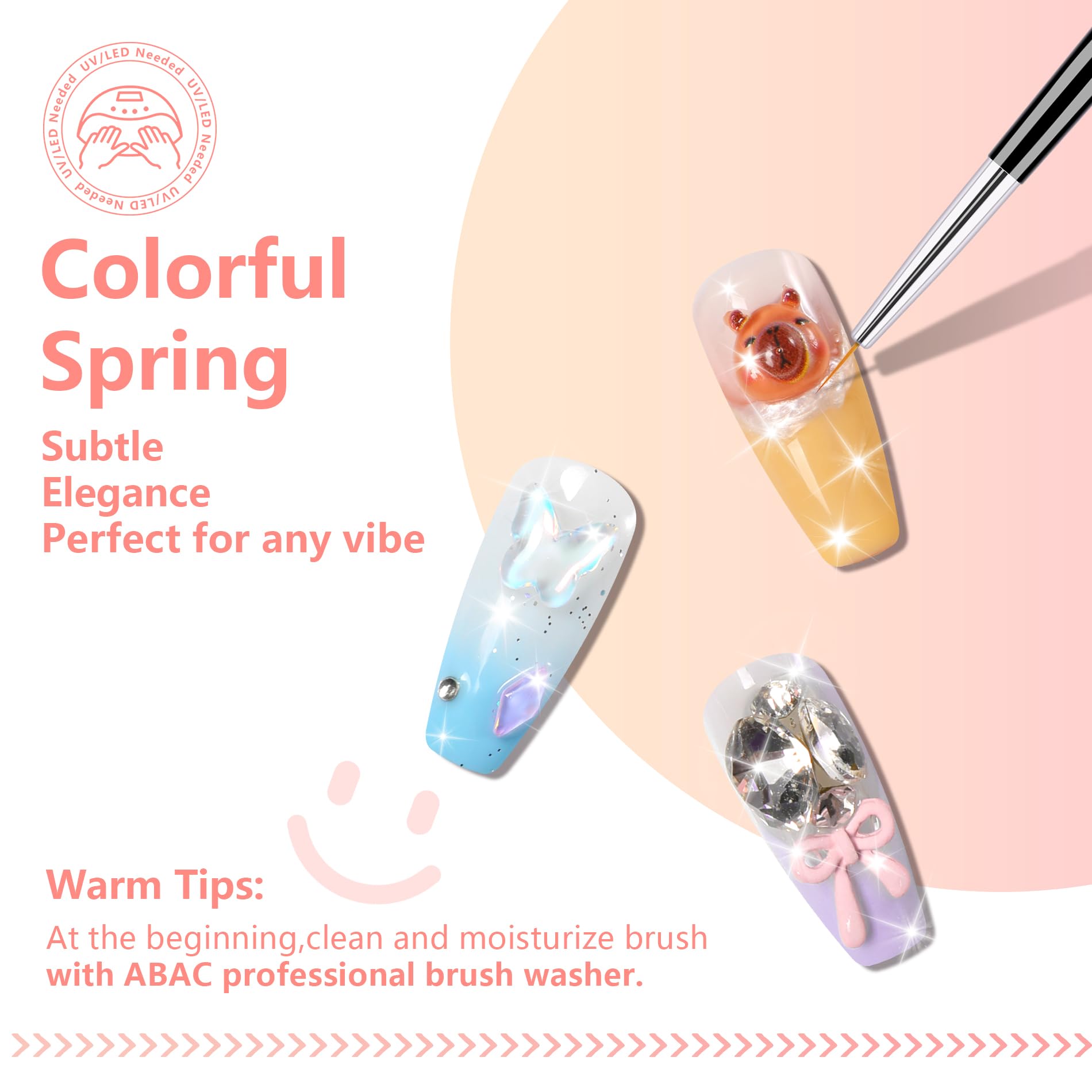 ABAC Solid Gel Polish Kit - 24 Colors, Ombre & Pat Paint, Dual-Ended Brush