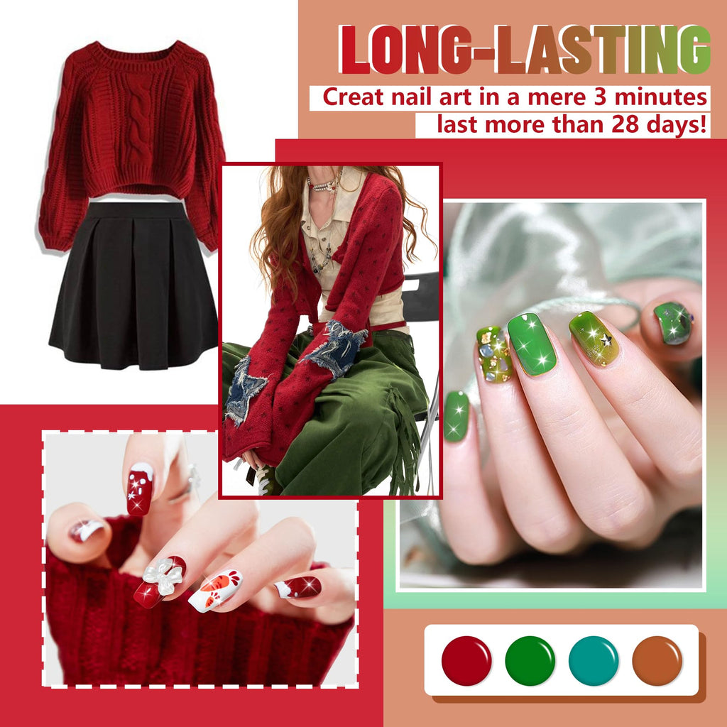 ABAC 24 Colors Christmas Nail Art Gel Kit – Ombre, Blooming Aura, No Wipe UV/LED